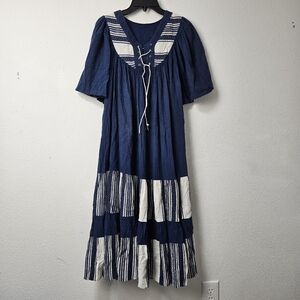 ROPA CALIFORNIA VTG 70-80s Cotton Boho Mexican Oaxacan Style MuuMuu Dress Size M
